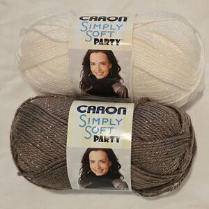 Carbon Simply Soft Party Yarn - SNOW SPARKLE and CHOCOLATE SPARKLE
